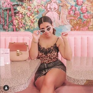 Zara Leopard print lace trim cami top